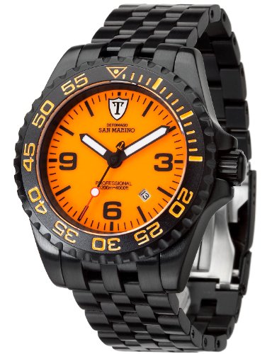 DETOMASO Herrenuhr Automatik Edelstahlgehuse Edelstahlarmband Saphirglas SAN MARINO Automatik Taucheruhr Trend orange/schwarz DT1007-E DETOMASO Herrenuhr Automatik Edelstahlgehuse Edelstahlarmband Saphirglas SAN MARINO Automatik Taucheruhr Trend orange/schwarz DT1007-E