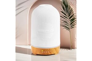 GERONLAND Ceramic Essential Oil Diffuser For Home Electric 200ml Large Humidifier Cool Mist Aromatherapy Premium Ultrasonic 4 In 1, 9 LED Lights, 4 Timer Adjust Settings And Waterless Auto-Off Home Fragrance