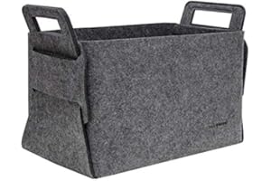 DuneDesign 25L Panier Bûche Bois 37x24x37 cm Boîte de Rangement en Feutre Gris