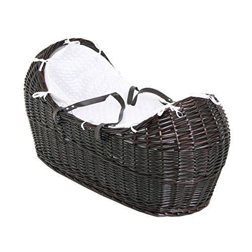 Isabella Alicia Popcorn Izzy Pod Oak Moses Basket (White)