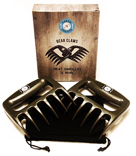 BEAR CLAWS for pulled pork,chicken,beef and more-Superior Grey BBQ forks-Meat shredders**Free Storage bag included and E Recipe Book included** by Taste N Create