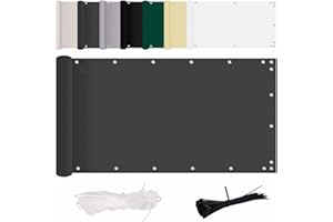 MENGH Balkon Sichtschutz Ohne Bohren Wind-und UV-Schutz, 160g/m², Mit Montagezubehör, 100% Polyester, für Balkon geländer,Terrasse & Garten - Anthrazit 90x500cm