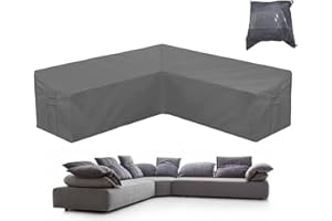 BOSKING Abdeckung für Terrassenmöbel, grau, 420D Oxford, wasserdicht, L-förmig, Garten-, Rattan-Ecksofa-Möbel-Schutzbezüge, Eckbank Überzug für den Innen- und Außenbereich, V-Form (215 x 215 cm)