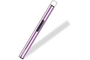 REIDEA Electric Arc Lighter, USB Rechargeable Candle Lighter with Safe Button and Hanging Hook, Windproof Flameless Grill Lighter, Multipurpose Long Lighter for Home Kitchen (Lavender Purple)