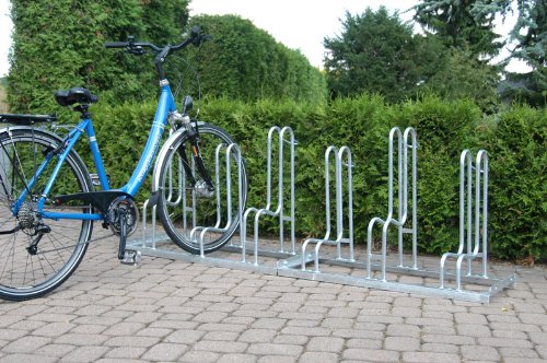 WSM Fahrradständer Bügelparker Reifenbr. bis 5,5 cm, Radabstand 35 cm, 6 Einstellplätze, verz. Stahl - 2