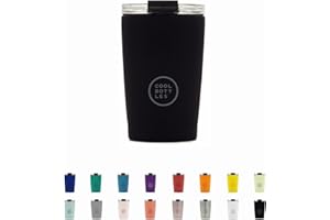 Cool Bottles - Tumbler - Vaso Térmico de Acero Inoxidable - 330 ml - Mono Black - Taza de Café - Altura 14 cm - Bebidas Frías 10 horas y Calientes 5 horas - Tapa Hermética - Libre de BPA