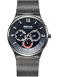 Bering Ceramic - Reloj de cuarzo para hombre, con correa de acero inoxidable, color negro