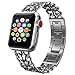Produktbild Apple Watch Armband,PUGO TOP Solides Edelstahl Cowboy Art Gliederarmband für Apple Watch Series 3 Serie 2 und Serie 1 Alle Modelle, 42mm Silber
