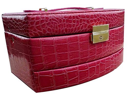 Feibrand Kunstleder Schmuck Box Rose Rot - 4