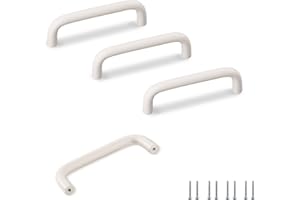 SPDYCESS 4 pcs Poignée Meuble Blanc, Poignées pour Tiroirs Armoires, pour Cuisine, Placards, Portes de Douche Salle de Bain, Entraxe 96mm