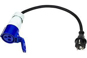 PAYMALI Cavo adattatore CEE a contatto di protezione, spina Chilitec 35 cm, IP44, resistente agli spruzzi d'acqua, 230 V/16 A, 3 poli, per campeggio, barca, camper, 22851