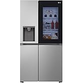 LG GSGV81PYLL Side by Side Kühlschrank, Klasse E, 635 L, Instaview, Kühlschrank mit Gefrierfach, Eis-, Crushed Ice- Wasserspe