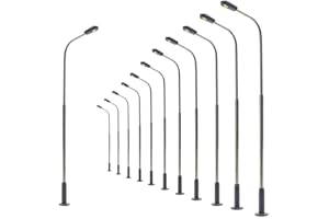 EpheyFIF 12pcs 1:75 Modello Ferroviario Bianco Caldo Della Lampada Post Street Light Testa Singola 14C Lampioni Lampione Street Lgihts