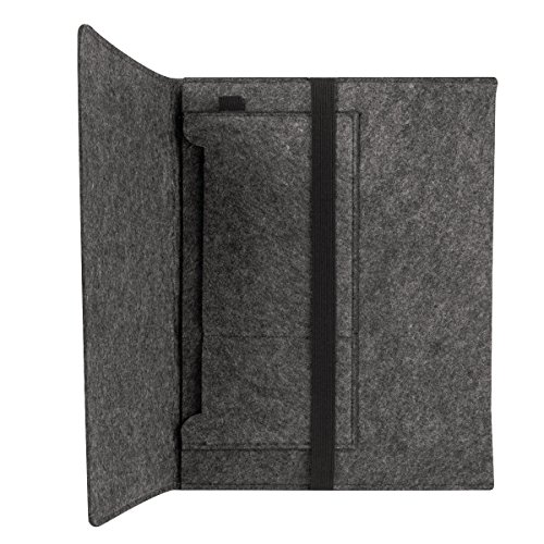 kwmobile Laptoptasche Filz Sleeve für Medion Akoya P2214T – Notebook Tasche Schutzhülle Laptop Case Hülle in Dunkelgrau mit Innentaschen - 3