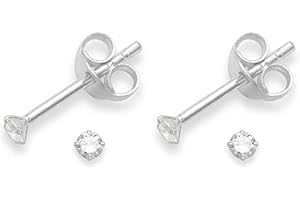 HEATHER NEEDHAM SILVER Set of 2 PAIRS Heather Needham Sterling Silver Cubic Zirconia stud Earrings - SIZE: TEENY TINY 2mm - Very Small & discreet. Gift Boxed. 5549CL
