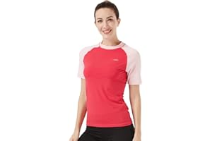 H.MILES HMILES Womens UPF Short-Sleeve Rashguards - Female Quickdrying Surfing Shirt Adults Breathable Raglan Sleeve Swim Tee Wet Top