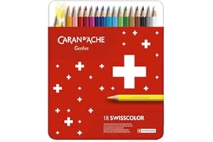 Caran D'ache Swiscollor - Matite colorate permanenti, 18 colori