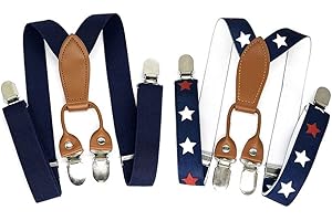 Anshili 2stk Kinder Hosenträger 4 Clips Y-Form - 2.5 cm Breit