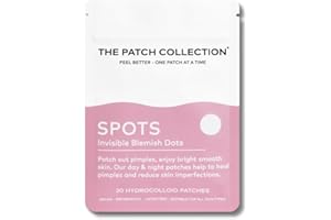The Patch Collection® - Fast Acting Hydrocolloid Acne Spot Pimple Patch - Invisible Spot Remover Treatment Stickers for Face & Body, Vegan & Cruelty-Free (Pack of 20)