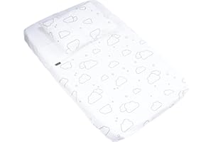 BUBBLIN - COCCOLA IL TUO BIMBO Bubblin Lenzuola Compatibili 83x50 cm 3 Pezzi Federa Cuscino + Lenzuolo Superiore a Sacco + Coprimaterasso con Angoli 100% Cotone (Nuvola)