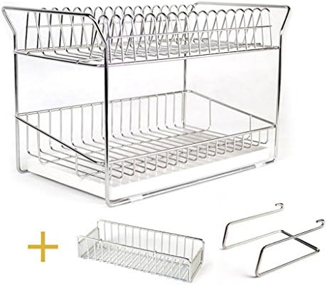 shuang Dish Rack Stainless Steel One Type Double Tire Bowl Shelf Dish Racks Drain Rack Kitchen Shelf Storage Rack Drip Rack 45.5*24*29CM 1023 (Edition : H, Size : 45.5*24*29CM)