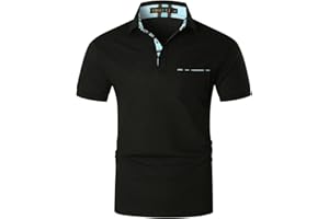 VMSUCIJ Mode Polo Homme Manches Courtes des Rayures Colorées Casual Sport T-Shirt avec Poche