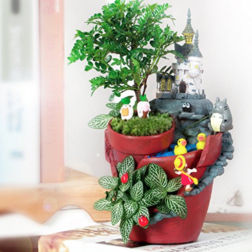MagiDeal Mikro Landschaft Sukkulente Pflanzen kleine kreative Blume Topf Topflappen Gartengestaltung Schloss Form – Magie Schloss, 22 x 13 cm - 8