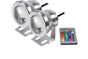 PolarLander 2pcs 7 couleurs 10W 12V RVB LED lumière fontaine sous-marine 1000LM piscine étang réservoir de poissons Aquarium lampe LED Light IP67 imperméable à l'eau