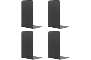 2 Pairs Book Ends for Shelves, MSDADA Heavy Duty Bookends for Office, School&Home, Metal Bookends for Heavy Books, Anti Slip Book Shelf Holder Bookend Supports Book Stoppers for Bookworms Gift(Black)