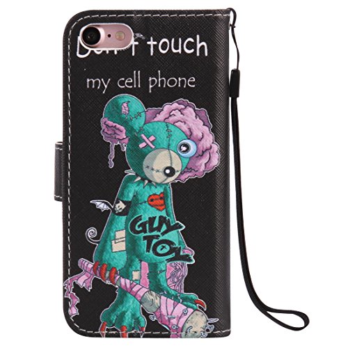 Nancen Apple iphone 7 (4,7 Zoll) Hülle / Handyhülle, Painted Persönlichkeit PU Leder Tasche Schutzhülle Case Lederhülle Flip Cover mit Standfunktion, zwei Kartenfächer und Eine Brieftasche Etui [Don’t touch my cell phone] - 3