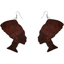 Boucles D'oreilles Suspendues En Bois Motif Africa Love - Légères, Multicolores, Style Ethnique, Neuf Sans Emballage