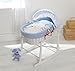 Blue Dog White Wicker Moses Basket & Rocking Stand White