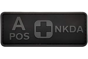 Ohrong Patch de groupe sanguin positif en caoutchouc PVC de type A, brassard tactique militaire, brassard de combat APOS A+ NKDA Morale Applique Badges de fixation pour vestes, jeans, chapeau (noir)