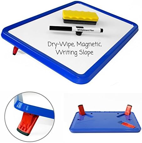 Koooper Wedge Whiteboards - Dry-Wipe, Magnetic White Board, Lap Board, Elevated Angled Writing Slope. Great Aid for Developing Handwriting, Improving Motor Skills, or Just for Drawing On - Blue (A4)