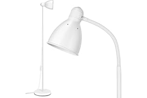 OUSFOT Lampada da Terra, 146cm Piantana Lampada da Terra E27 Max 40W(Nessuna Lampadina Inclusa) Semplice Regolabile Bianco,Adatto a Camere da Letto,Soggiorni e Uffici