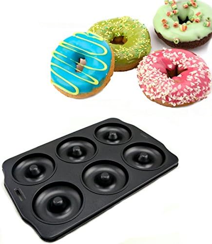 Aliciashouse 6 Cavities Holes Nonstick Carbon Steel Doughnut Mold Mould Cake Biscuit Pan Molds