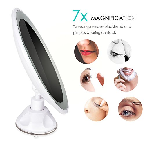 eBasic Kosmetikspiegel Beleuchtet mit 5 / 7-facher Vergrößerung und Saugnapf-Grundplatte Warmem LED Licht, 360º Drehbar für Makeup (USB Laden) (5 x VergrößErung) - 3
