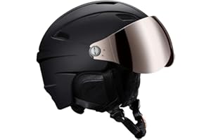 Generisch Casque de ski, casque de neige, casque de sport, casque de scooter avec lunettes de ski, casque de vélo de route, casque pour cycliste, scooter, homme et femme, 55-58 cm, noir