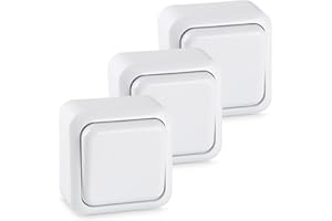 HEITECH PROMOTION GMBH HEITECH Interruptor de palanca de superficie en blanco - 3x interruptores para uso interior con 250V AC, 10A - Interruptor de luz para uso interior