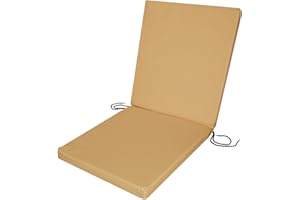 Roseley Water Resistant Low Back Chair Pad Outdoor Garden Patio Seat High-Density Foam With Removable Washable Cover Seating Cushion [Natural], Natural / Beige