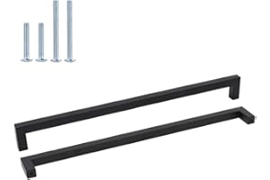 GOLDENWARM Maniglia per mobili in acciaio inox, LSJ12BK, ad asta, per cucina, armadio, cassetto, maniglia quadrata, colore nero.