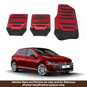 Oshotto 3 Pcs Non-Slip Manual CS-373 Car Pedals Kit Sports Pad Covers Set Compatible with Volkswagen Polo (Red)
