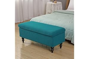 Highdi Stretch Ottoman Cover Rectangle, Soft Elastic Ottoman Slipcover Folding Ottoman Storage Bench Covers Washable Footstool Protector Covers for Living Room (90-120cm,Peacock Blue)