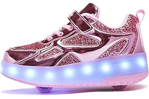 Mateju Kids Roller Skate Shoes for Boys Girls, Skateboarding Skates with 2 Wheels Parkour Shoes Unisex Retractable Skating Sneakers Shoes for Children Adult Park Sports Walking