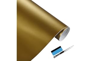NewL Matte goldene Vinylfolie, Selbstklebende Folie, Luftablassblase, für den Außenbereich geeignet für den Automobilgebrauch, enthält Installationswerkzeuge (30 cm x 150 cm)