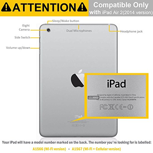 Khomo iPad Air 2 Hülle Schwarzes Kunstleder Gehäuse mit doppelten Schutz ultra dünn und leicht, Smart Cover – Dual Leather Black - 6