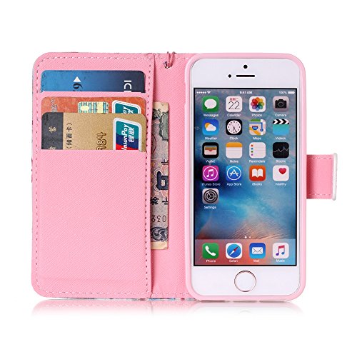 iphone SE / iphone 5 / iphone 5S Hülle Leder ,SKYXD Traumfänger Drucken Muster Schutzhülle PU Folio Ledertasche Trageschlaufe / Magnetverschluss / Kartenfächer Brieftasche / Standfunktion Handyhülle mit Eule Staubstecker + Eingabestift 3 in 1 Zubehör Handytasche Etui für Apple iphone 5/5s/SE Bookstyle Flip Leather Case With Stylus Dust Plug - 3