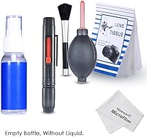 Neewer&reg; 6-IN-1 professionelle Reinigungsset f&uuml;r Spiegelreflexkamera und empfindliche Elektronik (Canon, Nikon, Pentax, Sony, Teleskope und Ferngl&auml;ser) - Lieferumfang: Objektiv Reinigungsstift + Objektivpinsel + Blasebalg + 50 Einweg Reinigungspapier + Handlich Leere Spr&uuml;hflasche + 1 Premium Microfaser Reinigungstuch