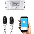 COLOROCK Smart WiFi Light Switch, RF Wireless Remote Control Switch Kit, Voice Control, Compatible with Alexa/Google Home, Timer Function, 10A，2 Remote Control
