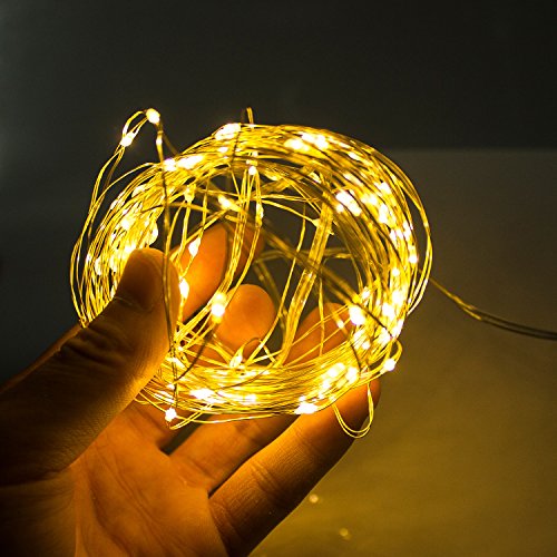 Lichterkette Batterie ,Teorder Batterie Betrieben LED-Lichter Feenhafte Schnur wasserdicht 33ft 10M 100 LEDs Kupferdraht-Licht Warmes weißes Innen- und im Freien mit Fernsteuerpult für Halloween-Weihnachtsbaum, Partei, Hochzeit, Garten, Festival (keine Batterie eingeschlossen) - 3